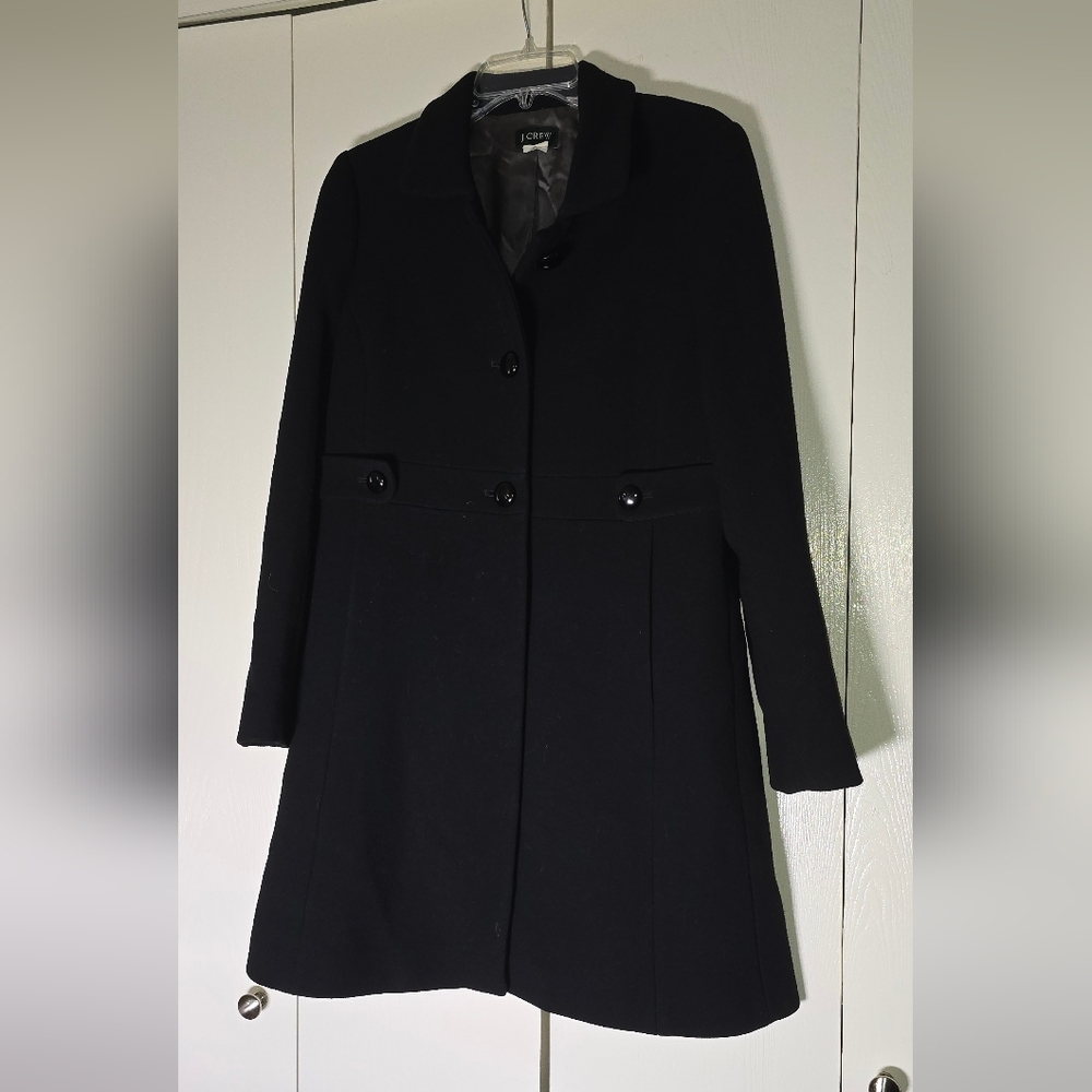 Classic J. Crew Black Wool Blend Women's Coat Size 10
